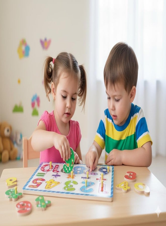 Manos Wooden Number1 2 3... Puzzle Educational Toy for Kids, Colorful Learning Board with Pegs, Pack of 1 - Image 2